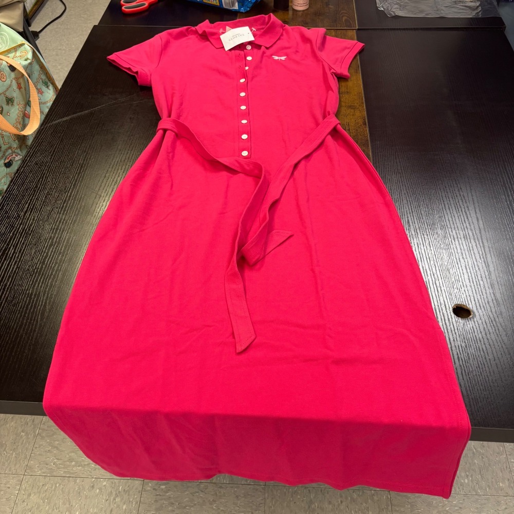 Talbots Petites Pink Polo Dress Short Sleeve Dragonfly Pique Knit NWT Size S